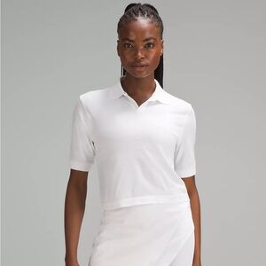 lululemon athletica White Short Sleeve Golf Polo Tee, size 8